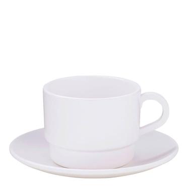 Imagem de Xícara Elegance Para Chá Com Pires 250ml Branca Em Policarbonato Linha Profissional Cook Vem