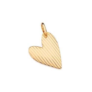 Imagem de Pingente rommanel banhado ouro 3x 24k 18k e 22k feminino coraçâo friso