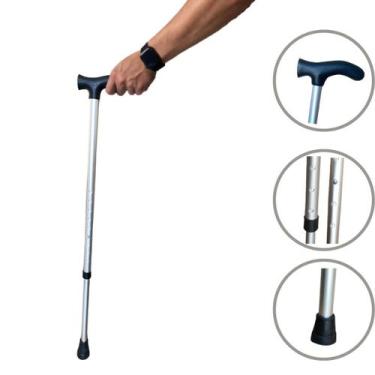 Imagem de Bengala Bastão De Alumínio Regulável Até 130kg Leve Alo, Cinza com Pre