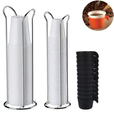 Imagem de Kit Porta Copos Descartável De Mesa Café Chá Água 50/80/200ml Suporte 