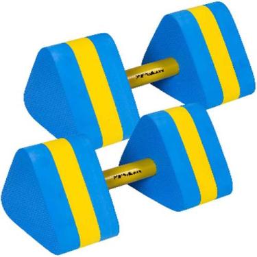 Imagem de Halter para Hidroginástica EVA 30x15x16cm 3 a 4Kg Poker, Azul, Amarelo