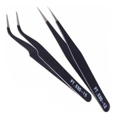 Imagem de Par De Pinça Para Alongamento Extensão De Cilios Fio A Fio - Alex Impo