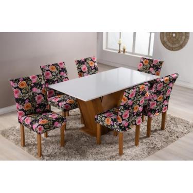 Imagem de Kit Capa de Cadeira Estampada Sala de Jantar 6 Unidades 100% poliester