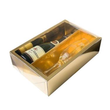 Imagem de Caixa Mini Champanhe e Taça (20,5cm x 13cm x 6cm) Dourada 5 unidades A
