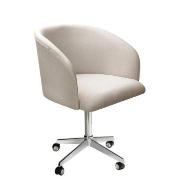 Imagem de Poltrona Decorativa Atenas Cadeira Giratória com Rodinhas Escritório  