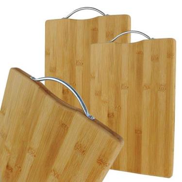 Imagem de Kit C/3 Tábuas Corte Alimentos Carnes Bambu Natural 30x20cm - OPEN TRA