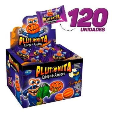 Imagem de Kit 3x Chiclete Plutonita Cabeça De Abóbora Doce Divertido Display Arc