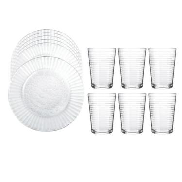 Imagem de Jogo 6 Pratos Rasos Primavera + 6 Copos Ginga 265ml Conjunto - Nadir F