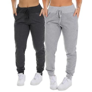 Imagem de Kit 2 Calça Moletinho Com Bolso Fristyle Feminina Jogger, GG