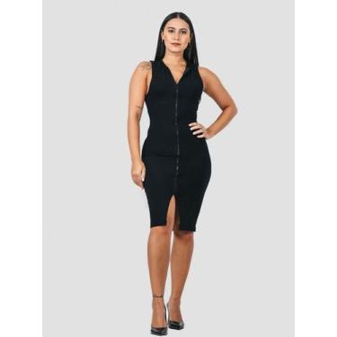 Imagem de Vestido de Moletom Com Zíper  - Black Woman Moda & Co, Preto, M