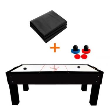 Imagem de MESA DE AERO HOCKEY PRETA + Kit 2037 - Klopf 1048 + Capa Impermeável