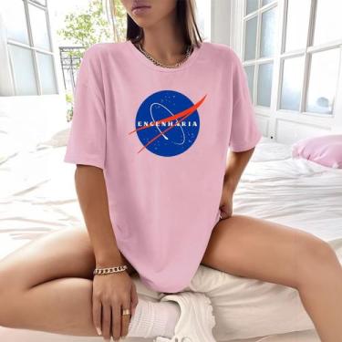 Imagem de Camisa Camiseta Feminina Estampada Nasa Engenharia 100% Algodão Fio 30