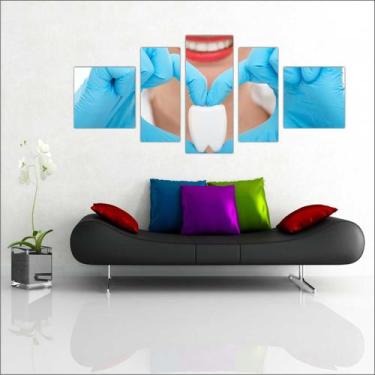 Imagem de Quadro Decorativo Dentista Consultórios Decoração Odontologia 5 Peças 