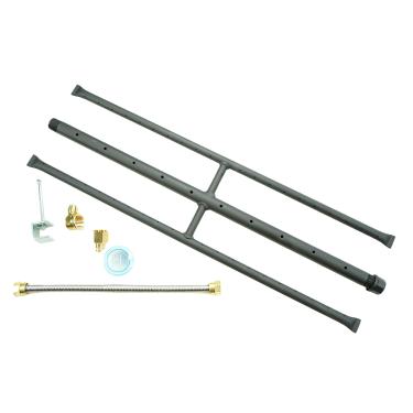 Imagem de Americangaslogs Queimador H retangular para lareira a gás e lareira a gás para queimador de lareira a gás com 3 tubos (55 cm)