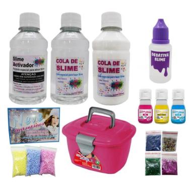Imagem de Kit Completo Fazer Slime Quite Barato Slime - Ine Slime, Maleta rosa
