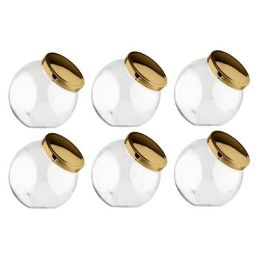 Imagem de Kit 6 Baleiro Plástico 1200ml Com Tampa de Rosca Pote Doces (Dourado)