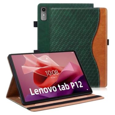 Imagem de Varohix Capa para Lenovo Tab P12 de 12,7 polegadas (TB370FU), capa fólio retrô para Lenovo Xiaoxin Pad Pro 32.3 cm capa de couro PU com bolso para cartão, verde retrô