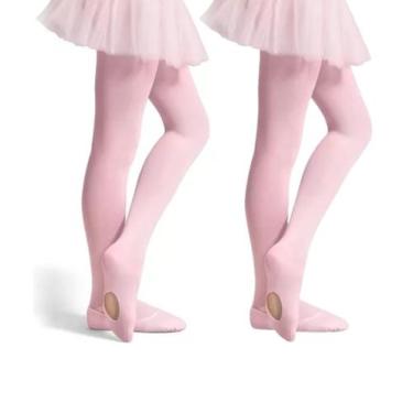 Imagem de Kit 2 Meia-Calça Ballet Infantil Com Cobertura Fio 40 Selene, Rosa, EG