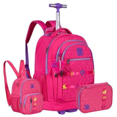 Imagem de Kit Mochila de Rodinhas Rebecca Bonbon Soft com Lancheira e Estojo-Feminino