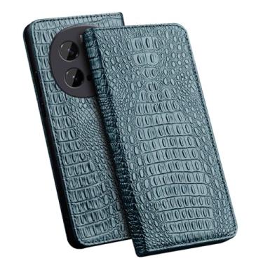 Imagem de POYUFRG Capa de couro genuíno para Honor Magic 7 Pro/7, capa flip de luxo para alívio de crocodilo, fecho magnético, forro de fibra, suporte fólio, capa de telefone, bronze, 7