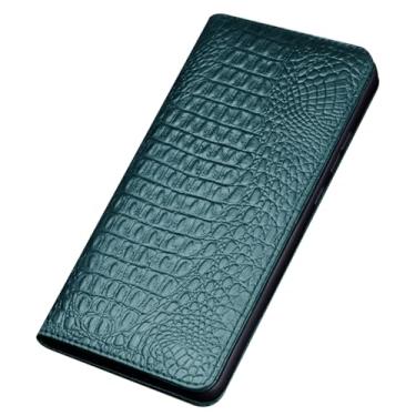 Imagem de POYUFRG Capa luxuosa para Honor Magic 7 Pro/7, capa magnética fina de couro genuíno com estampa de crocodilo, capa flip com suporte, verde, 7