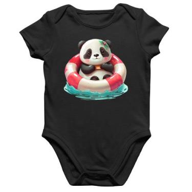 Imagem de Body Bebê Algodão Ursinha  Relaxando Na Piscina - Foca na Moda, Preto,