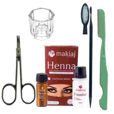 Imagem de Kit Rena sobrancelha Designer Profissional Henna makiaj com tesoura na