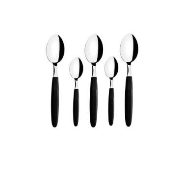 Imagem de Conjunto Chá e Sobremesa Ipanema 36 Peças Lâminas Aço Inox Cabo Preto 