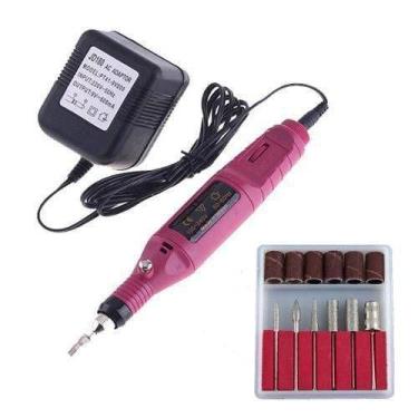 Imagem de Lixa Eletrica Portatil Bivolt Unhas Acrigel Gel Fibras Porcelana ROSA 