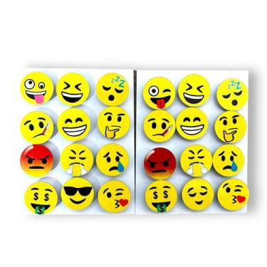 Imagem de Kit De Imã De Geladeira Redondo Emoji Sortidos Com 24 Peças - ONZE22