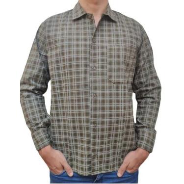 Imagem de Camisa xadrez manga longa masculina barata ref: cx10 - R.S MODAS, Verd