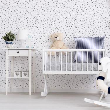 Imagem de Papel de Parede Bolinhas tons de Cinza 57x270cm Cobre 1,5m² - Quartinh