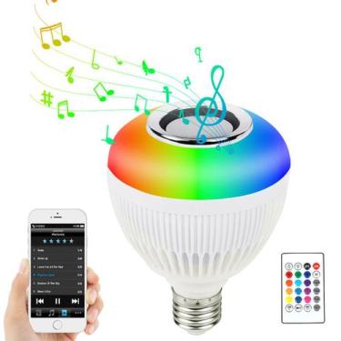 Imagem de Lampada Bluetooth Rgb Caixa De Som E27 12w Controle Remoto - HWZ Led