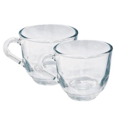 Imagem de Jogo 2 Xicaras De Vidro Liso 150 ML  Mesa Posta Transparente - PRATICA
