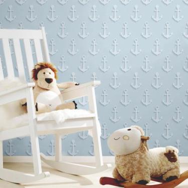 Imagem de Adesivo de Parede Autocolante Infantil Marinheiro Âncora Fundo Azul De