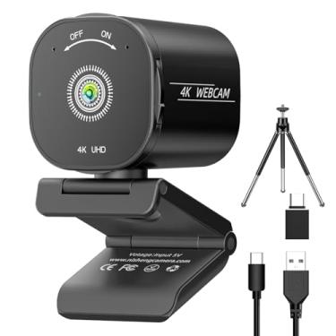Imagem de Holyask Webcam 4K para PC e laptop – Ultra 4K HD, foco automático, microfones com cancelamento de ruído duplo, capa de privacidade, USB Plug & Play, câmera de streaming grande angular para zoom,