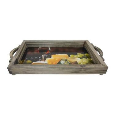 Imagem de Bandeja com Alça Vinho 50x25x6 Area de Lazer Madeira Pinus - ATACADÃO 