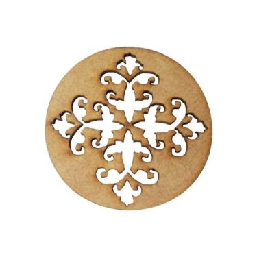 Imagem de Aplique Mandala Modelo 20 5cm Mdf Madeira Cru - ATACADÃO DO ARTESANATO