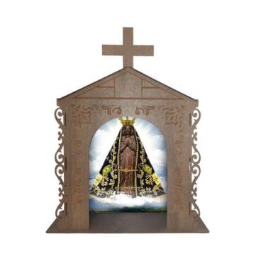 Imagem de Capela Oratório Arabesco com Imagem Nossa Senhora Aparecida 36x19x45 M