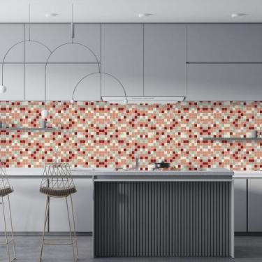 Imagem de Papel De Parede Adesivo Pastilhas Lavável - AUM Adesivos, Vermelho