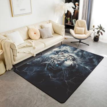 Imagem de Feelyou Tapete decorativo de tigre 7,5 x 12,5 cm, animais selvagens, sala de estar, tapete decorativo com estampa de gato safári