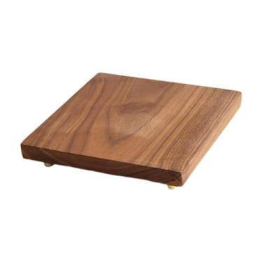 Imagem de Wswqop Suporte de exibição de madeira, bandeja riser, organizador de cosméticos, peças centrais, base de madeira para cozinha, ornamento, expositor para casa, 20cmx20cmx3.7cm