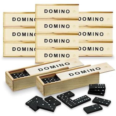 Imagem de Playbees Mini Wooden Dominoes Set - 12 Pack - Classic Double Six Domino Game in a Wooden Case - Educational Board Games & Activity for Teens, Adults - Ideal for Party Gifts and Birthday Favors