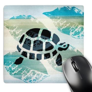 Imagem de 3dRose Mouse pad LLC 20 x 20 x 0,65 cm, arte animal tartaruga em folhas aquáticas (mp_152072_1)