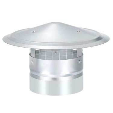 Imagem de YOKIVE 1 peça de tampa de chaminé redonda de 15 cm, tampa de chaminé superior de cone de ferro galvanizado com tela | Tampa de tubo de fogão, ótimo para telhado de combustão de ventilação externa (C