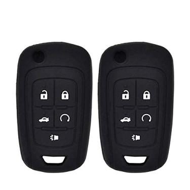 Imagem de Capa protetora LemSa 2 peças 5 botões de silicone para Chevrolet Equinox Camaro Cruze Malibu Sonic Volt Park Impala Buick Encore Allure Regal OHT01060512 13504199, preta
