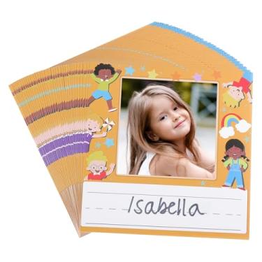 Imagem de PATIKIL Etiquetas de nome, 36 peças de etiquetas de nome de sala de aula adesivos autoadesivos com imagens para armário de ônibus de mesa, laranja