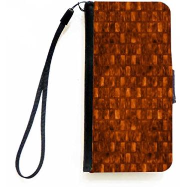 Imagem de Rikki Knight Capa para iPhone com aba magnética para Apple iPhone 5c e quadrados de cor de madeira queimada Grunge