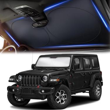 Imagem de Autovir Para-brisa de carro com corte em V circular | Proteção solar incomparável com material 240T | Para-sol para janela frontal Jeep | Ajuste personalizado até 152 cm x 53 cm