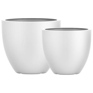 Imagem de Kit 2 Vasos Cachepot Fibra Vidro 57cm E 45cm Plantas Cores (Branco Fosco)